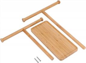 img 1 attached to Bamboo Double-T Hand Towel Holder Stand And Accessories Jewelry Stand With Countertop Towel Holder For Bathroom - MaxGear Towel Rack, Ideal For Hand Towels, 1 Pack