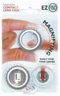 🔍 innovative ezfind contact lens case with magnifying feature for easy lens retrieval logo