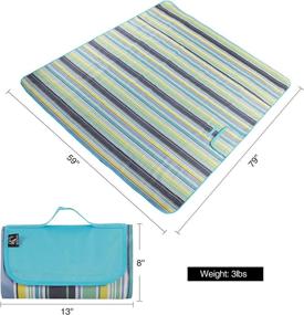 img 2 attached to Waterproof And Sandproof XL Picnic Blanket, Folding Outdoor Mat For Park, Beach, Lawn And Travel, With Carry Bag - Durable Oxford Material In Blue, Green And Yellow By REDCAMP