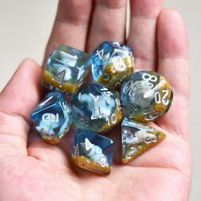 img 3 attached to 7PCS DND Dice Set, Ocean Polyhedral Dice For Dungeons And Dragons RPG MTG Table Games (Blue Beach Conch)