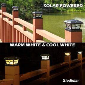 img 2 attached to Siedinlar 2-In-1 Solar Fence Lights - Warm & Cool White Outdoor Lighting For Posts, Deck, And Patio Décor - Fits 4X4, 5X5, And 6X6, In Black (4 Pack)