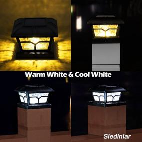 img 1 attached to Siedinlar 2-In-1 Solar Fence Lights - Warm & Cool White Outdoor Lighting For Posts, Deck, And Patio Décor - Fits 4X4, 5X5, And 6X6, In Black (4 Pack)