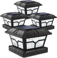 siedinlar 2-in-1 solar fence lights - warm & cool white outdoor lighting for posts, deck, and patio décor - fits 4x4, 5x5, and 6x6, in black (4 pack) logo