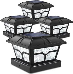 img 4 attached to Siedinlar 2-In-1 Solar Fence Lights - Warm & Cool White Outdoor Lighting For Posts, Deck, And Patio Décor - Fits 4X4, 5X5, And 6X6, In Black (4 Pack)