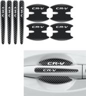 🚗 seicaroo 8pcs honda cr-v car door handle sticker - carbon fiber protective films for anti-scratches and door side paint protection - compatible with car door handle cup protector films logo