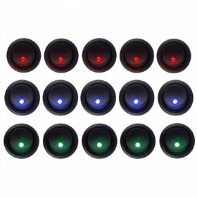 img 4 attached to HOTSYSTEM 5 Blue + 5 Red + 5 Green Dot LED Light Round Rocker Toggle Switch SPST On-Off Control For Car Truck