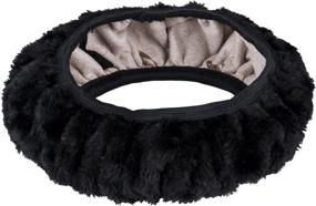 img 1 attached to HUILI Fuzzy Steering Wheel Cover for Women - Stylish Black Car Interior Accessory, Warm and Cozy for Winter Driving - Universal Fit 15 inches