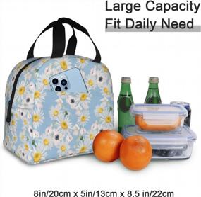 img 2 attached to Floral Insulated Lunch Bag For Women - Waterproof Thermal Cooler Tote With Pocket For Work, Office, College, And Picnic Reusability