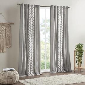 img 4 attached to Grey Geometric Print Imani 100% Cotton Mid-Century Look Single Panel Curtain 50" X 84" - INK+IVY
