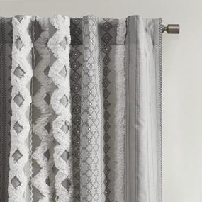 img 1 attached to Grey Geometric Print Imani 100% Cotton Mid-Century Look Single Panel Curtain 50" X 84" - INK+IVY