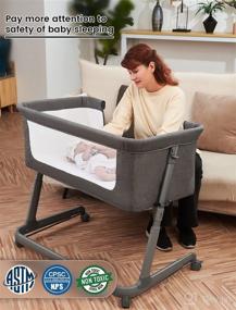 img 3 attached to Pamo Babe Baby Bedside Bassinet Crib: Adjustable Portable Sleeper for Newborn Boys & Girls