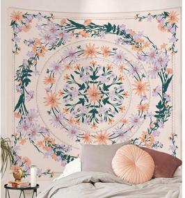 img 3 attached to Pink Simpkeely Mandala Floral Medallion Tapestry - Sketched Clara Flower Plant Boho Wall Hanging For Bedroom Living Room Dorm Home Decor 59.1 X 80 Inches