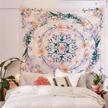 pink simpkeely mandala floral medallion tapestry - sketched clara flower plant boho wall hanging for bedroom living room dorm home decor 59.1 x 80 inches logo