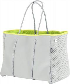 img 4 attached to Versatile Neoprene Beach Tote Bag With Interior Zip Pocket For Multiple Uses