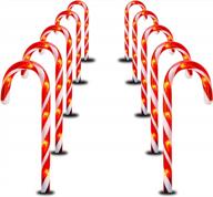 🎄 funpeny 10.6" christmas candy cane pathway markers lights - set of 10 connectable walkway stakes with 60 warm white lights for xmas outdoor indoor yard lawn decorations logo