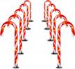🎄 funpeny 10.6" christmas candy cane pathway markers lights - set of 10 connectable walkway stakes with 60 warm white lights for xmas outdoor indoor yard lawn decorations logo