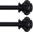 turquoize 2 pack window curtain rods for windows 30 to 48 inches adjustable decorative 3/4 inch diameter single window curtain rod set with classic finials (black, 30-48) logo