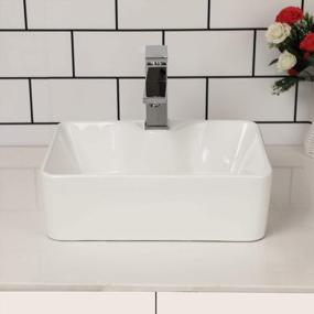 img 2 attached to Kichae 16"X12" Rectangle Bathroom Vessel Sink Porcelain Ceramic White Vanity Sink Above Counter Modern Sink With Faucet Hole For Lavatory, Hotel Art Basin, Home Washing Basin