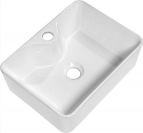 img 4 attached to Kichae 16"X12" Rectangle Bathroom Vessel Sink Porcelain Ceramic White Vanity Sink Above Counter Modern Sink With Faucet Hole For Lavatory, Hotel Art Basin, Home Washing Basin