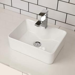 img 3 attached to Kichae 16"X12" Rectangle Bathroom Vessel Sink Porcelain Ceramic White Vanity Sink Above Counter Modern Sink With Faucet Hole For Lavatory, Hotel Art Basin, Home Washing Basin