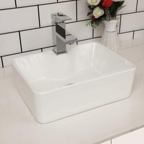 img 1 attached to Kichae 16"X12" Rectangle Bathroom Vessel Sink Porcelain Ceramic White Vanity Sink Above Counter Modern Sink With Faucet Hole For Lavatory, Hotel Art Basin, Home Washing Basin