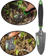 heavy duty steel garden trowel for transplanting, weeding and digging with depth marks – ergonomic handle and bend proof design – wilfiks gardening tool for garden bed work logo