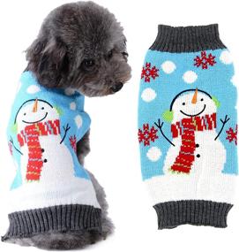 img 4 attached to 🐶 DOGGYZSTYLE Pet Dog Sweaters: Cute Animal Printed Winter Warmth for Your Pup - Blue Snowman