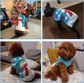 img 1 attached to 🐶 DOGGYZSTYLE Pet Dog Sweaters: Cute Animal Printed Winter Warmth for Your Pup - Blue Snowman