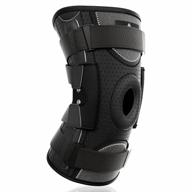 large black neenca professional hinged knee brace with removable dual side stabilizers for pain relief from arthritis, meniscus tear, swelling and injury recovery - men & women логотип