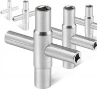 hautmec 5pcs 4 way sillcock water key faucet valve tool spict key 1/4", 9/32", 5/16", 11/32" pl0028-5 логотип