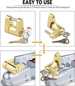 img 1 attached to 🔒 CZC AUTO Trailer Lock: Dia 1/4 Inch, Coupler Lock 3/4 Inch Span with Keys - Ultimate Security for Tow Boat RV Truck Car's Coupler (Brass, 1 Pack)