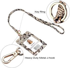 img 2 attached to Snake Print Vertical ID Badge Holder With Lanyard - PU Leather Card Holder With Clear Window, 4 Credit Card Slots, And Detachable Neck Strap