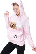 👚 plus size women's long sleeve hoodies with pet carrier pouch for puppies and kittens логотип