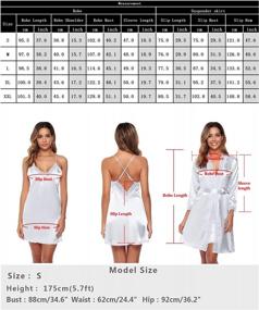img 1 attached to Sykooria Sexy Satin Robes For Women Lace Pajamas Set 2 Piece Sleepwear Ladies Lingerie Nightgown For Bride Party