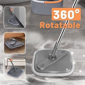 img 3 attached to 🧹 Self-Separation Spin Mop and Bucket Set with Dirty and Clean Water System, Self-Wringing 360° Rotating Square Mop-Head for Hardwood, Tiles, and Marble Floors