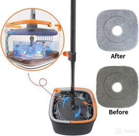 img 2 attached to 🧹 Self-Separation Spin Mop and Bucket Set with Dirty and Clean Water System, Self-Wringing 360° Rotating Square Mop-Head for Hardwood, Tiles, and Marble Floors