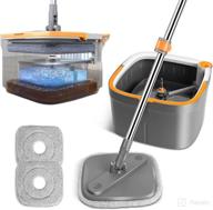 🧹 self-separation spin mop and bucket set with dirty and clean water system, self-wringing 360° rotating square mop-head for hardwood, tiles, and marble floors logo