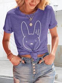img 3 attached to Anbech Happy Easter Shirts Women Cute Rabbit Eggs Graphic Tees Hangin With My Peeps Print Tops
