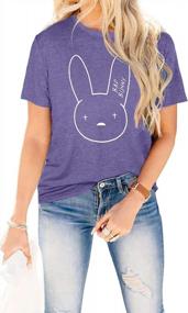 img 4 attached to Anbech Happy Easter Shirts Women Cute Rabbit Eggs Graphic Tees Hangin With My Peeps Print Tops