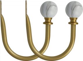 img 1 attached to MERIVILLE Set Of 2 Decorative White Marble Ball End Window Curtain Holdbacks For Draperies, Royal Gold