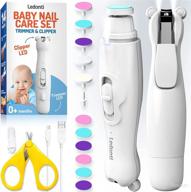 👶 electric baby nail trimmer kit - nail clippers file with led light for newborns, infants, toddlers, kids - fingernail care set with scissors - baby nail grinder cutter logo