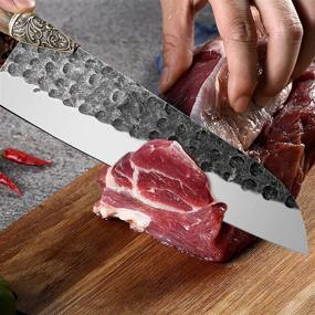 img 1 attached to Experience The Ultimate Precision: Handmade 8 Inch LongQuan Santoku Knife With Full Tang Pear Wood Handle And 9Cr18Mov Steel - Perfect For Home Kitchen And Restaurant - Comes In A Gift Box