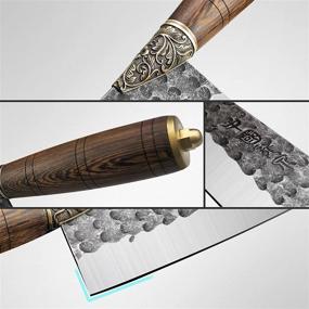 img 2 attached to Experience The Ultimate Precision: Handmade 8 Inch LongQuan Santoku Knife With Full Tang Pear Wood Handle And 9Cr18Mov Steel - Perfect For Home Kitchen And Restaurant - Comes In A Gift Box
