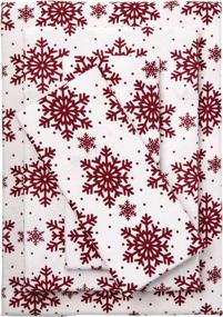 img 4 attached to Queen Size Cranberry Snowflake Red Cotton Flannel Print Sheet Set From BrylaneHome - Enhance Your Bedroom Decor With Warm And Cozy Bedding