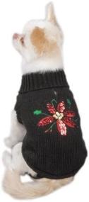 img 3 attached to Stylish XX-Small Black Acrylic Poinsettia Dog Sweater by Zack & Zoey