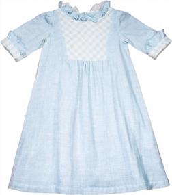 img 3 attached to Adorable Blue A-Line Party Dress For Toddler Girls By Dakomoda - 100% Cotton With Ruffled Neckline - Perfect Easter Outfit