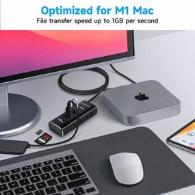 img 3 attached to Концентратор USB C Rosonway 5 в 1 с 3 портами данных USB 3.2 10 Гбит/с, устройствами чтения карт SD/TF, кабелем 2 фута и отдельными переключателями, для ПК, ноутбуков, M1 Mac Mini, IMac, MacBook Pro/Air, RSH-A104D