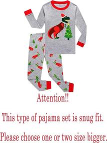 img 3 attached to 🦖 Cute and Comfy Dinosaur Pajama Sets for Little Boys – 100% Cotton, Long Sleeve Kids PJs by Family Feeling