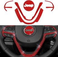 yixin 5pcs bling steering wheel sticker cover trim for 🚗 jeep grand cherokee & jeep cherokee - fits 2014-2020 models (bling red-5pcs) логотип