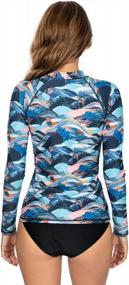 img 3 attached to AXESEA Women Long Sleeve Rash Guard UPF 50+ UV Sun Protection Zip Front Swimsuit Shirt Printed Surfing Top For Women